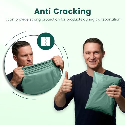 Image of Metronic Poly Mailers 10x13 50 Pack, Shipping Bags for Small Business, Waterproof Weather Resistant & Tear Resistant Durable Self Seal Mailing Envelopes Packaging bags for Clothing, Grayed Jade Green