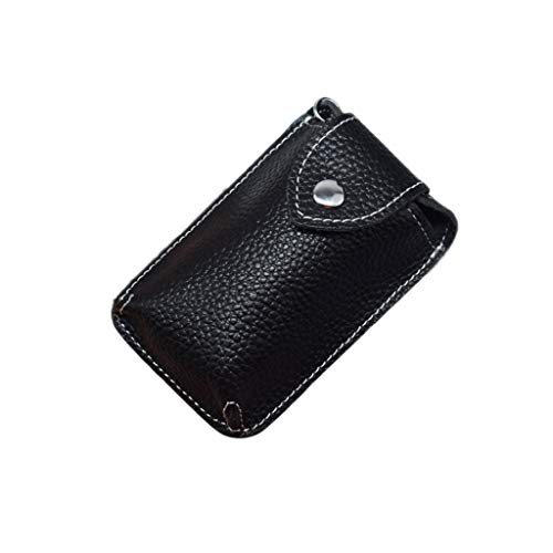 Preisvergleich Produktbild FATTERYU Frauen Männer Leder Auto Schlüsselbund Kartenhalter Brieftasche Fall Schlüssel Organizer Tasche Schlüsselring Schwarz 1