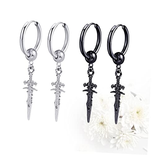 Holibanna 4 Peças Brincos De Argola Para Casal Brincos Masculinos Brincos Pendurados Para Homens Bri