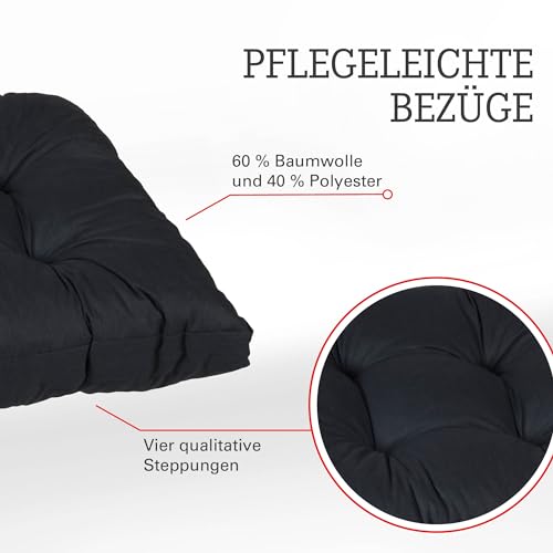 Beo Sitzkissen 80x80 cm wasserabweisend für Lounge Gartenmöbel | Made in EU Lounge-Kissen Anthrazit | Stuhlkissen mit hoher Lichtechtigkeit - UV-Ausbleichschutz | Öko-Tex geprüft schadstofffrei