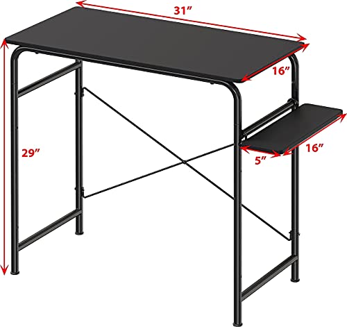 Bureau d'ordinateur SHW Harrison solution petits espaces avec étagères de rangement noires - 4