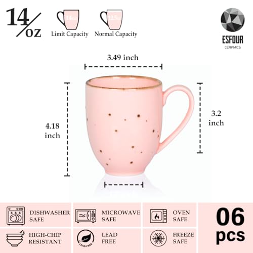 Set de 6 tazas de cerámica Esfour 14 oz multicolor miniatura 2
