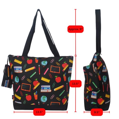 Image of NGIL Medium Top Zipper Closure Canvas Tote Bag with Attached Matching Coin Purse For Moms and Nurses