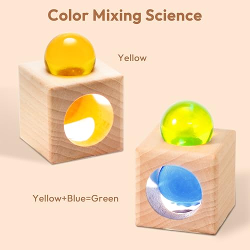 Image of Woodtoe Building Blocks for Kids, Montessori Stacking Toy for 3-6 Year Old | Wooden Blocks with 8 PCS Gem Balls, Educational STEM Creative Sensory Toy, Birthday Gifts for Kids Boys Girls