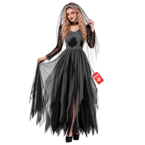 fun shack Adult Corpse Bride Costume Zombie, Halloween Costumes For Women, womens zombie costume, Dead Bride outfit, Medium