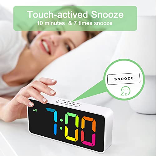 Welgo Rainbow Colored Led Digital Alarm Clock, 0-100% Dimmer, Usb Charging Port, Large Number, Bold Digit, Snooze, Adjustable Volume, Easy Operation, Outlet Powered For Bedroom, Desk #TOP4