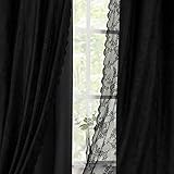 Mix & Match Curtains for Living Room 2 Black 100% Blackout Window Curtains and 2 Rose Floral Black L
