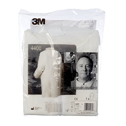 Bata de polipropileno 3M B4400BL desechable blanca para laboratorio 5