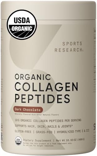 Sports Research Organic Collagen Peptides - Hydrolyzed Type I & I...