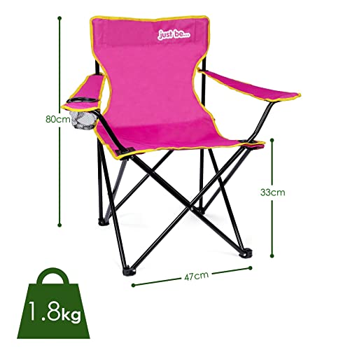 Just Be... Sedia Pieghevole Campeggio Portatile - Sedie Da Esterno Leggera - Sedia Comoda Adatta Per Giardino Spiaggia Pesca Camping E Concerto - Sedie Richiudibili Con Porta Bottiglie E Braccioli - 3