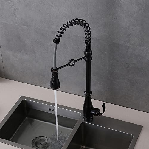 Robinet de cuisine mitigeur évier à ressort noir à levier