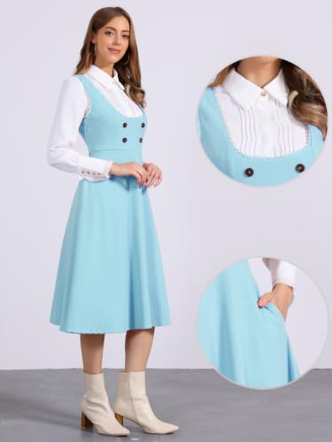 Image of Allegra K Gothic Overall Dress for Women's Lace Trim Midi Dress