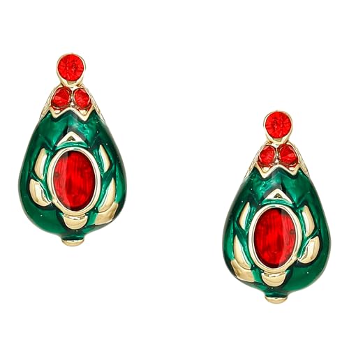 Estele 24 Kt Gold Plated Red & Green Enamel Traditional Stud Earrings For Girls (B08D7NR1RN) Amazon Price History, Amazon Price Tracker