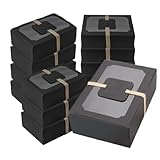 WTRYT Cajas para tartas, 12 unidades, 22 x 15 x 7 cm, caja de cartón, caja de regalo, caja de cartón para tartas, caja de cartón, cajas de cartón kraft para aperitivos, caja de transporte, papel de