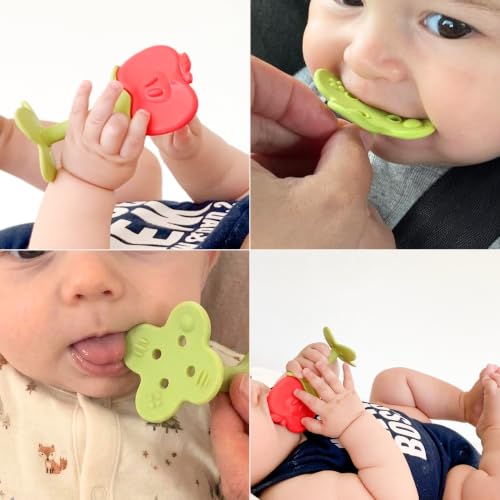 Image of Innobaby Original Teethin Smart EZ Grip Fruit Teether and Sensory Toy for Babies and Toddlers in Apple. BPA Free Teether