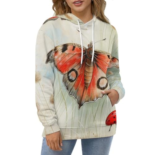 Sweat à capuche Coccinelle Papillon S pull gris unisexe