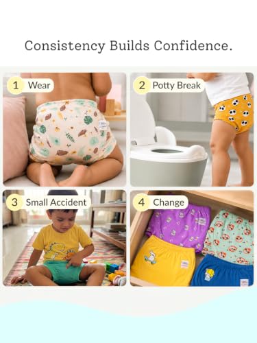 Image of superbottoms Padded Underwear for Babies & Toddlers, 3 Layers of Premium Cotton & DryFeel Layer, Ideal for Diaper-Free Time & Mess-Free Potty Training Pants, Pack of 6