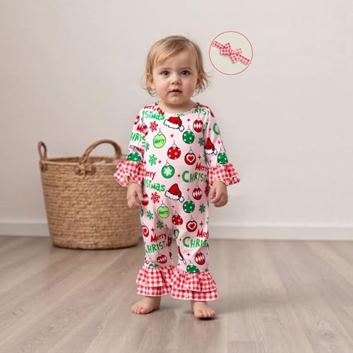 My First Christmas Baby Girl Outfit Newborn Merry Christmas Onesie Santa Hat Romper Jumpsuit Infant Xmas Clothes3