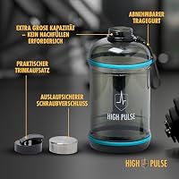 High Pulse XXL Wasserflasche aus Kunststoff - 2,2 L Sport Trinkflasche mit Schraubdeckel, Trinkverschluss und Trageschlaufe - Auslaufsicher für Fitness, Outdoor, Camping und Training – Ansicht 5