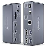 DGYBDFC USB C KVM Switch Docking Station 2 Laptop 2 Monitore 4K120Hz DP USB-C DockingStation SST/MST USBC Dock mit Dual Displayport/Ethernet/10Gbps USBC/USBA 3.2/USBA 3.0/SD/microSD Kartensteckplätze