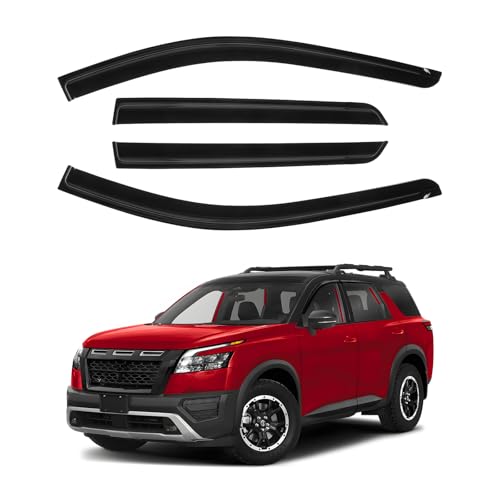 Image of Canvcle Window Visors Rain Guards for 2022-2025 2026 Nissan Pathfinder Accessories, Outside-Mount Side Window Wind Deflectors Vent Visors Shades Rainproof Black 4PCS