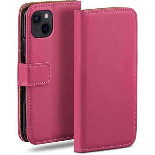Étui iPhone 15 Plus moex à rabat rose en cuir végétalien