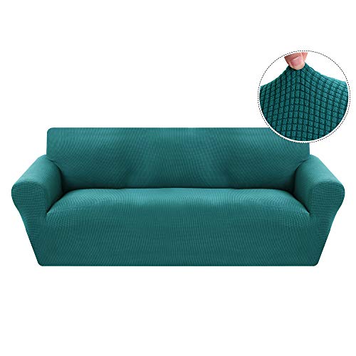 Funda de Sofá Elástica de 3 Plazas de Punto,Tejido Jacquard de Poliéster y Cubre Sofa Universal Cubierta de Muebles Elegante y Duradera,Desmontable y Lavable,Funda Protector para Sofa Sillón Verde