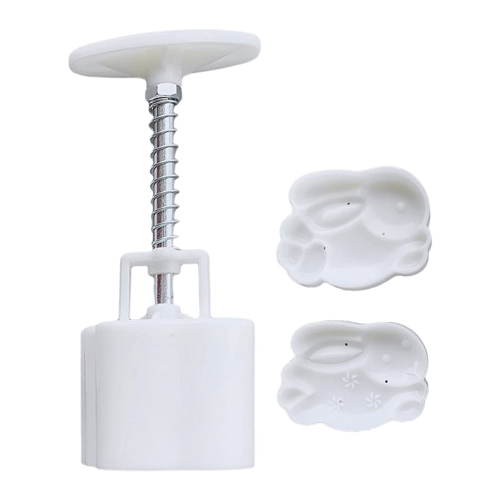 Thickness Adjustable Moon Cake Mold Set 50g Bunny Stamp Biscuit Cookie Cutter Hand Pressure Mould DIY Fondant Baking Tool