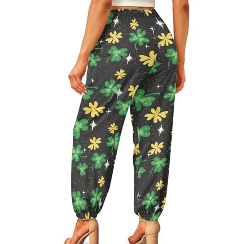 Gzzxiailg Calça feminina de ioga com cintura franzida, longa, folgada, esportiva, sem transparência,