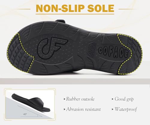 Image of COFACE Womens Dressy Orthotic Slides Lightweight Yoga Mat Thick Cushion Recovery Walking Sandals Adjustable Slip On Slippers with Comfortable Plantar Fasciitis Arch Support