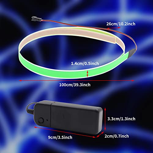 Image of Electroluminescent El Light Strip, EL Wire Rope Lights, 1M Neon Glowing Strobing Electroluminescent 100 cm x 1.4 cm (39.3 inch x 0.5 inch) ON /Slow Flash /Fast Flash, 1Pack (1, Green, 1cm*1m)