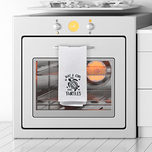 Negiga Just A Girl Who Loves Turtles Reusable Waffle Weave Dish Cloth Towel 24X16 Inch,Cute Funny Turtles Decor Decorative Dish Towel For Cooking Drying Cleaning Kitchen Bathroom #TOP2