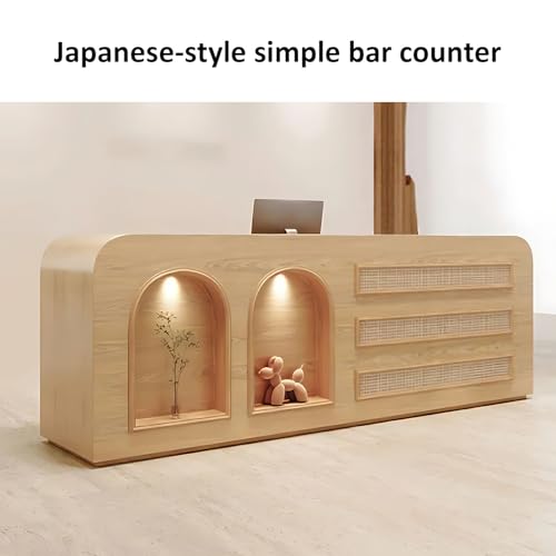 Modern Reception Desk with Storage Cabinet, Lockable Drawer, Double Tabletop – E1 Grade MDF Front Desk for Office, Salon, Retail & Reception Areas(White,L63 xW24 xH39)