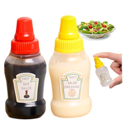 2 piezas pequeñas botellas de recorte de 23 ml biberón a prueba de fugas fácil de llenar y exprimir botellas para salsas de ketchup de ketchup portátil