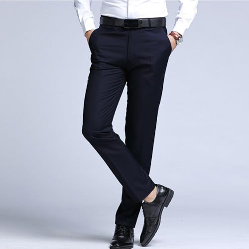 Mi Bo Tong Men's Dress Pants Slim Fit Wedding Suit Pant Stretchy Business Trousers Front Flat Casual Dress Pants4