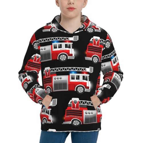 Fire and Rescue Truck Kid Hoodies Boys Sweatshirts Girls Pullover with Pocket