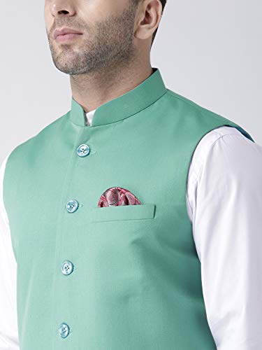 Image of hangup Men's Synthetic Notch Lapel Suit (2BasketTR Turquoise 40 Blue