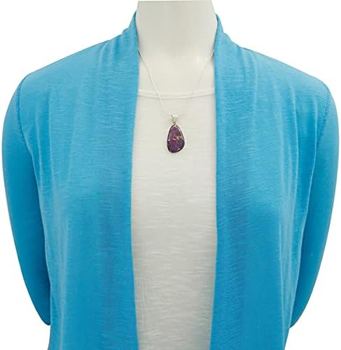 Turquoise Pendant Necklace 20" Sterling Silver 925 Genuine Gemstones - Image 3