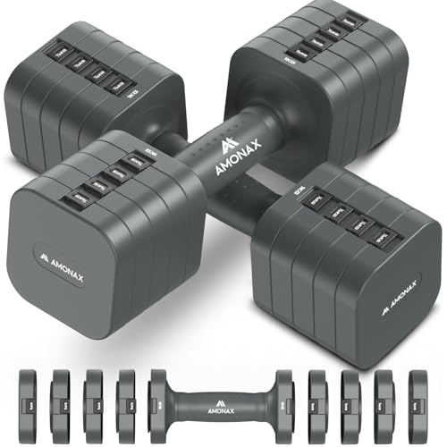 Amonax Kit de Mancuernas Ajustables 5 en 1, Juego de Pesas 1kg/2kg/3kg/4kg/5kg para Mujer y Hombre, Set de Pesas para Gimnasio en Casa, Dumbbell Set para Fitness y Entrenamiento de Fuerza