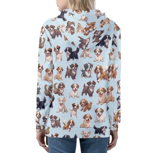 Biyejit Damen Neuheits-Print Reißverschluss Kapuzenpullover Langarm Sweatshirt-Jacke mit Tasche, XXL