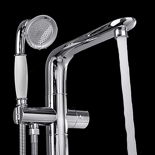 Robinet de baignoire sur pied résistant au calcaire avec mitigeur de douche fluide