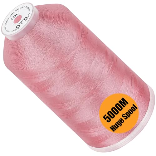 Image of New brothread - Single Huge Spool 5000M Each Polyester Embroidery Machine Thread 40WT for Commercial and Domestic Machines - Salmon Pink