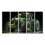 islandburner Prime Bild auf Leinwand Grüner Traktor bei Nachtbeleuchtung für Esszimmer Landwirte Landmaschinenhandel Bilder Wandbilder Poster