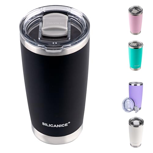 Black 20 oz Stainless Steel Double Wall Vacuum Insulated Tumbler with Lid - Dishwasher Safe & Spill Proof Travel Coffee Iced Cup & Mug For Men