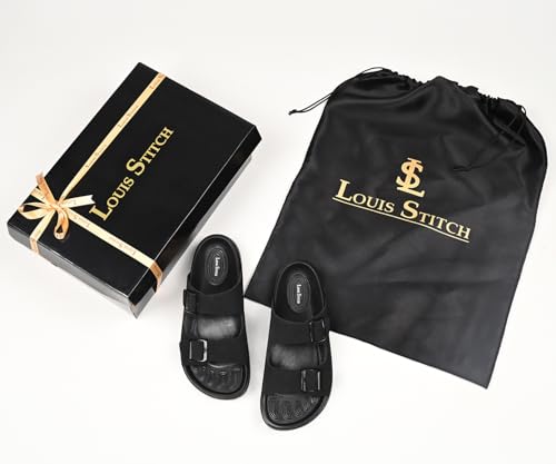 Image of LOUIS STITCH Men's Lightweight Open Toe Double Strap Sandals | Casual Lightweight Open Footwear Sliders | Slip-On Sandals | Stylish & Comfortable Sandals | LSOF-23