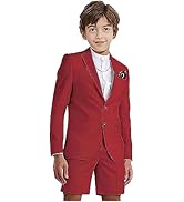Mi Bo Tong Boys Summer Suit for Beach Wedding 2 PC Light Weight Jacket Short Pants Boys Party Sui...