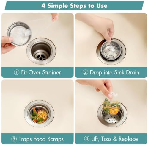 400 Pack Disposable Drain Covers for Sourdough, Kitchen Mesh Sink Strainer Bags, Anti-Clog Drain Catchers for Food Scraps, Coffee Grounds & Hair, Kitchen & Bathroom — view 5