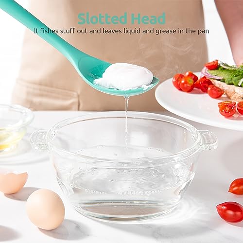 Image of U-Taste Silicone Spoons Set of 2, 13.3 inch Long Large Mixing Spoon, Aqua Sky