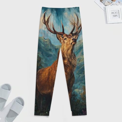 Deers Stands in Wilderness Men's Pajama Pants Lounge Pant Sleepwear PJ Bottoms3
