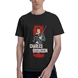 AWEIHAIXL Charles Music Bronson Shirt Men Short Sleeve T-Shirt Summer Fashion Cotton Round Neck Tops Vintage Classic Graphic Tee Shirt Urban Streetwear Black, X-Large